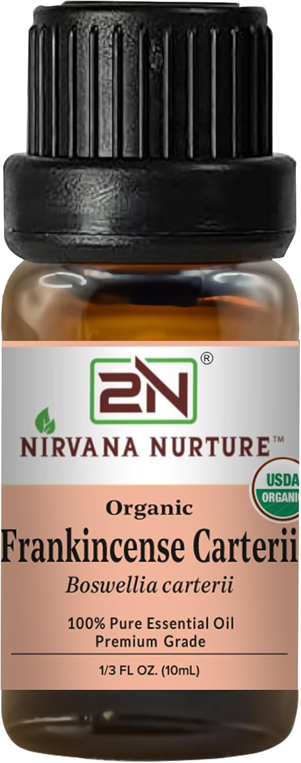 Frankincense Carterii Essential Oil, USDA Certified Organic, 100% Pure Undiluted, Aromatherapy Oil for Diffuser, Hair & Skin Care