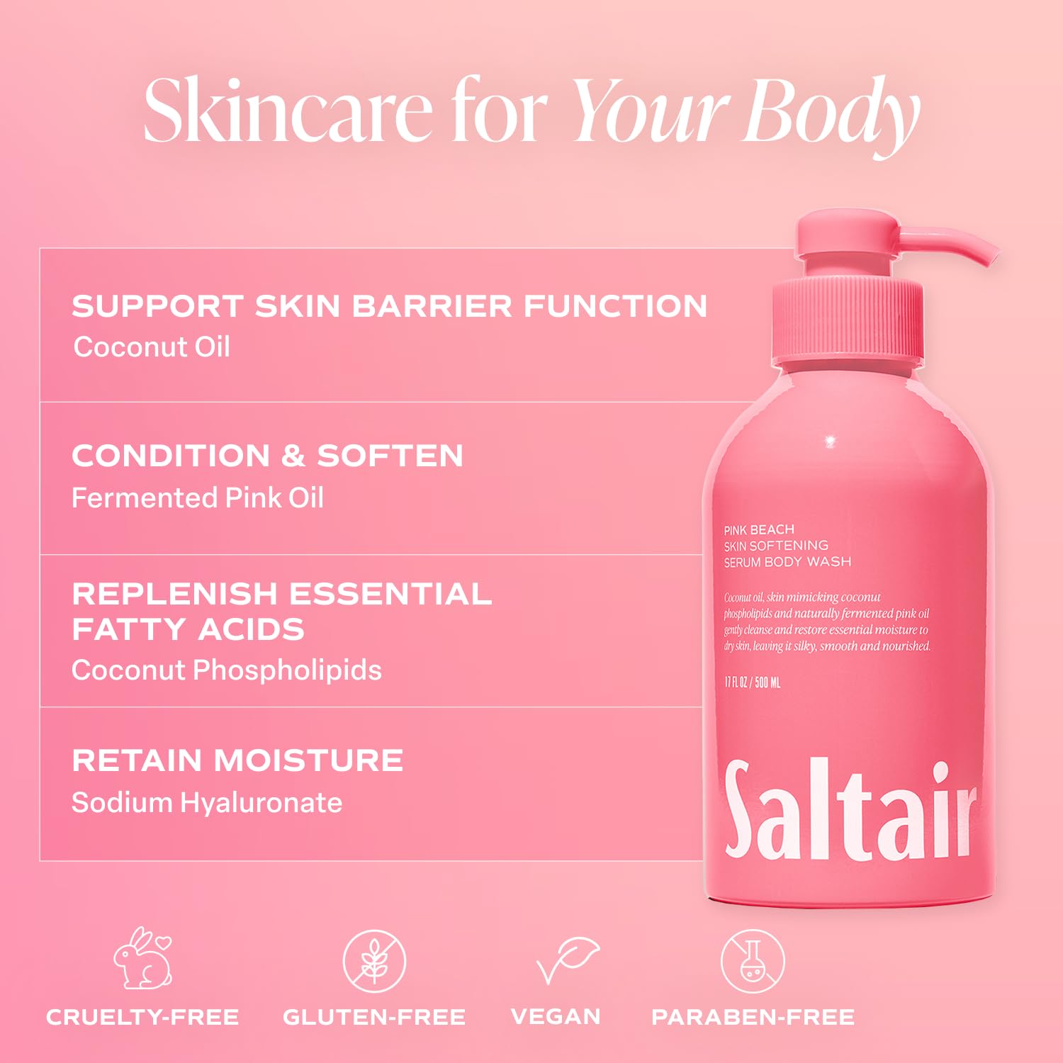 Saltair Body Wash Variety Pack – Signature Scents: Santal Bloom & Pink Beach – Moisturizing Body Wash – Scented Shower Gel for Women and Men – 2x 17oz – Paraben & Cruelty-Free