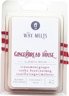 Gingerbread House Wax Melts – 3 oz Clamshell with 6 Cubes, Christmas Bakery Scent of Ginger, Cinnamon Nutmeg Vanilla, Nude with Copper Mica