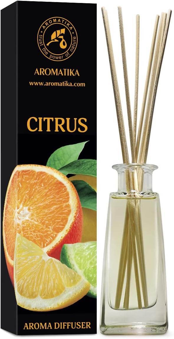 Citrus Reed Diffuser 3.4 Fl Oz (100ml) Room - Fragrance Oil Reed Diffuser with Rattan Sticks - Room Freshener - Relaxation Fragrance - Scented Diffusers - Fragrance