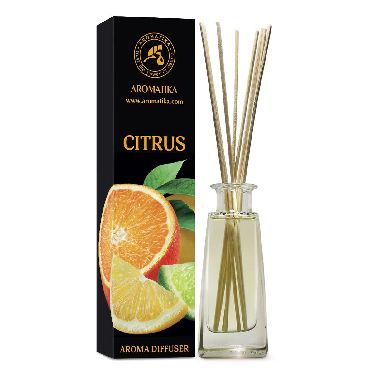 Citrus Reed Diffuser 3.4 Fl Oz (100ml) Room - Fragrance Oil Reed Diffuser with Rattan Sticks - Room Freshener - Relaxation