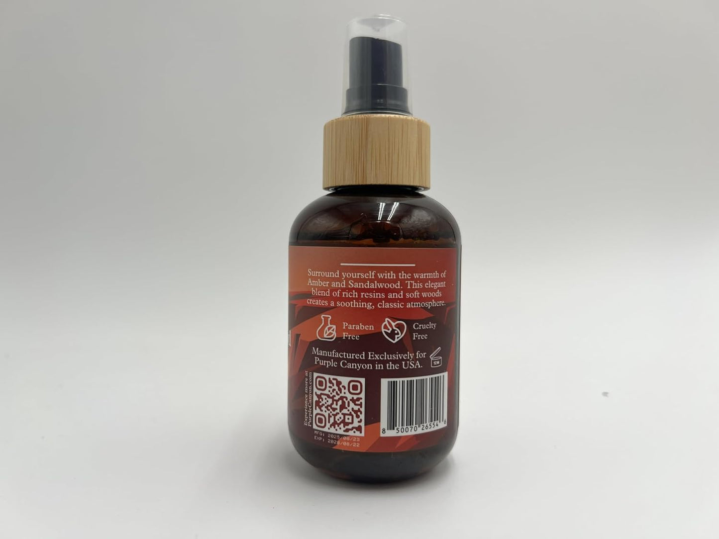 Purple Canyon Amber & Sandalwood Room Spray — 4 oz Natural Linen & Room Freshener — Warm, Woody & Resinous Fragrance Mist — Cozy Home Ambiance — Premium Natural Fragrance Oils