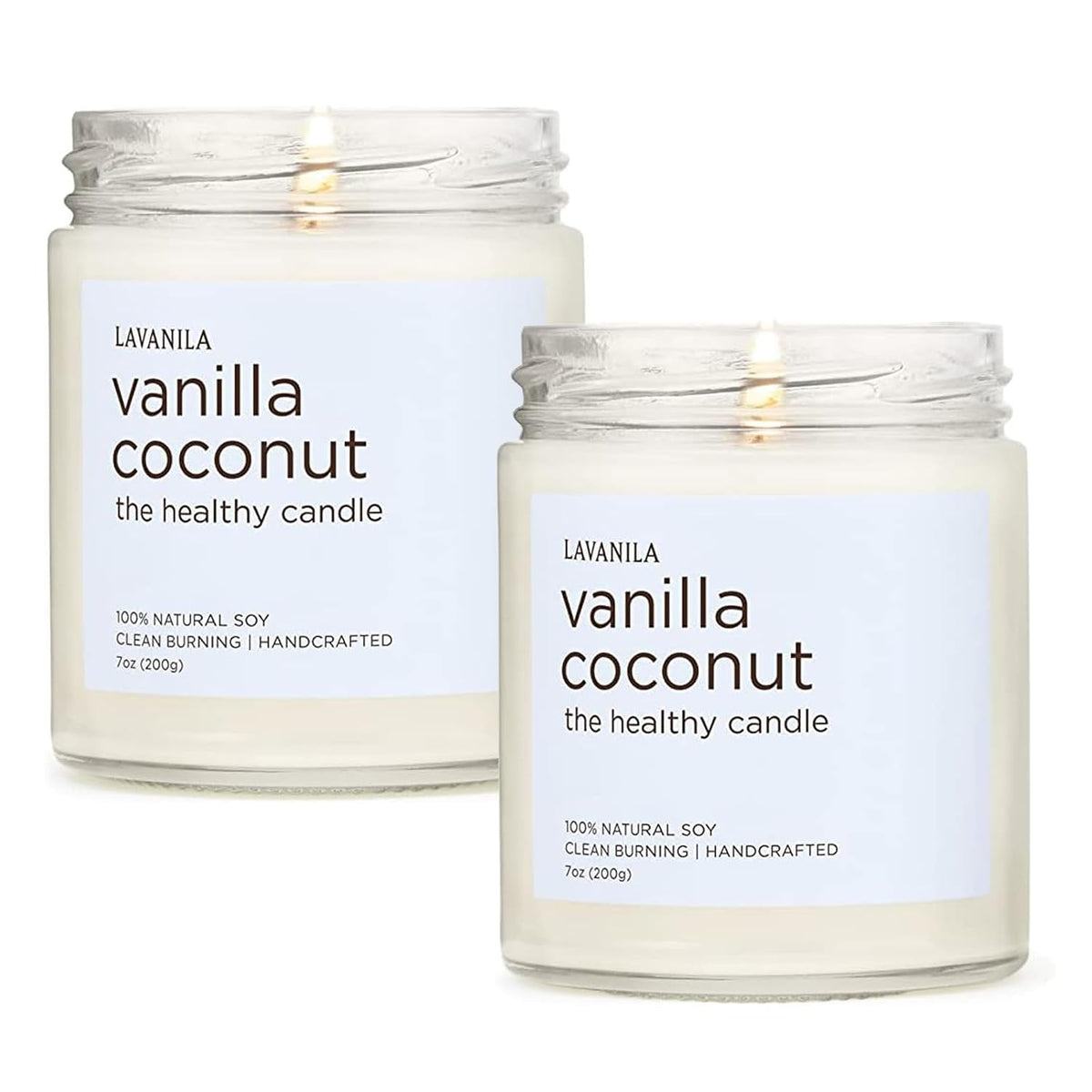Lavanila Vanilla Coconut Scented Natural Soy Candle (2-Pack) - Handcrafted