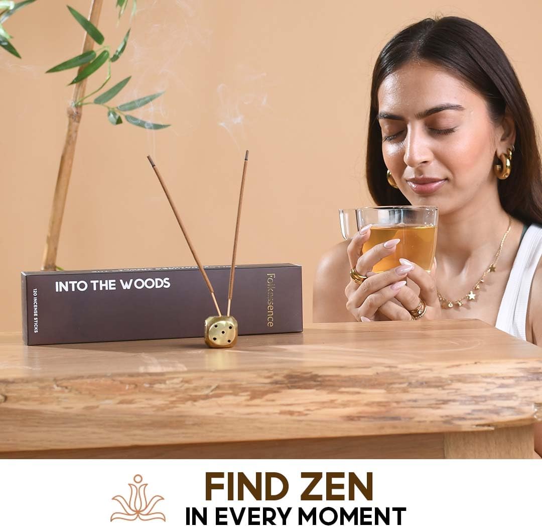 Folkulture Incense Sticks (120 Sticks) | Set of 6 Premium Incense For Relaxation, Aromatherapy| No Charcoal, Organic, Non Toxic, 45 Mins, Long Burning Sandalwood, Eucalyptus, Palo Santo Insence-Sticks