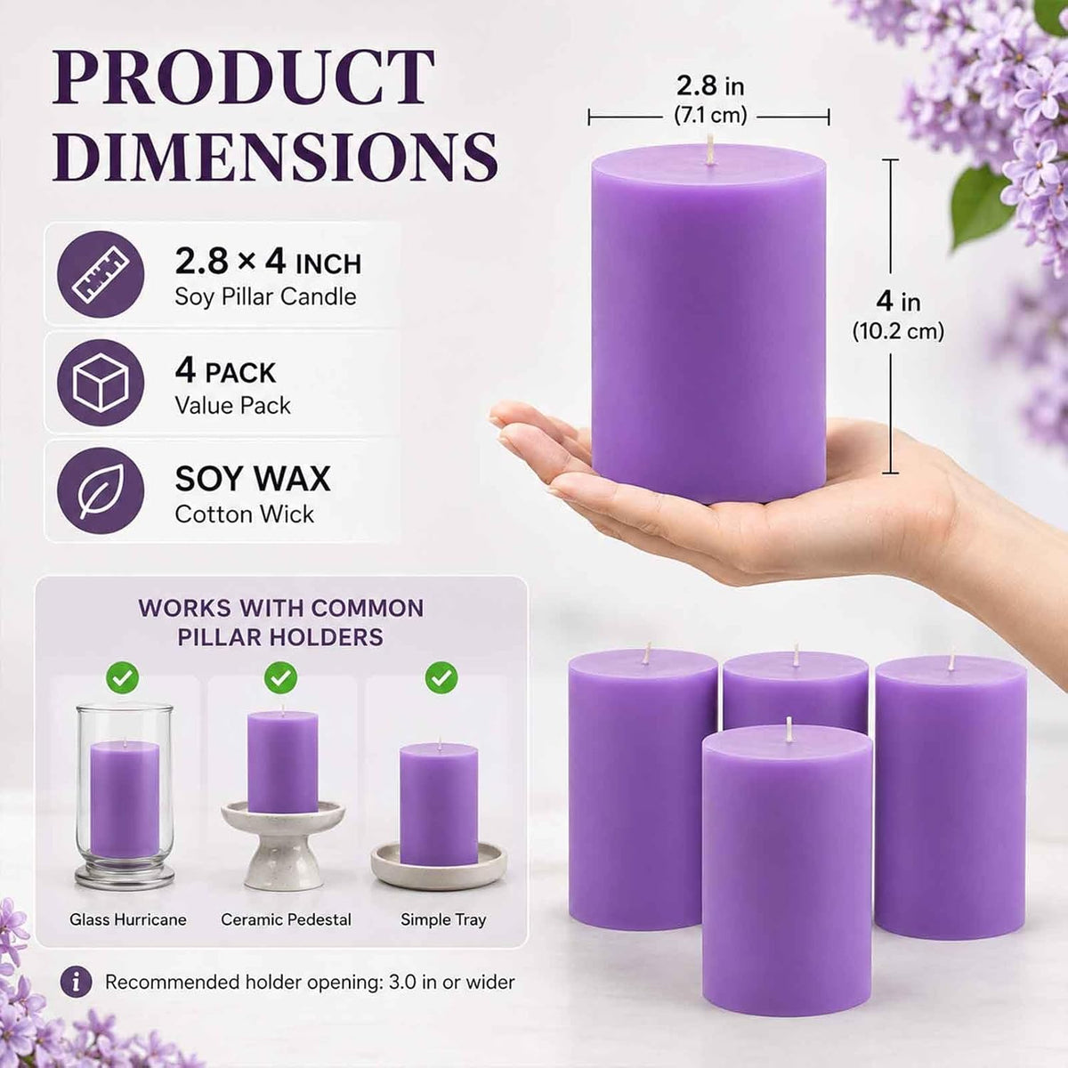 Lilac Scented Pillar Candles