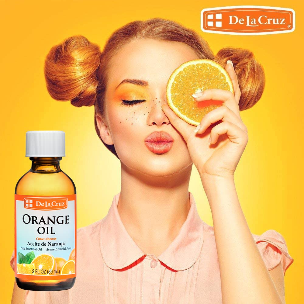 De La Cruz Pure Orange Oil - 100% Pure Cold Pressed Orange Essential Oil for Diffuser - 2 Fl OZ (1 Bottle)