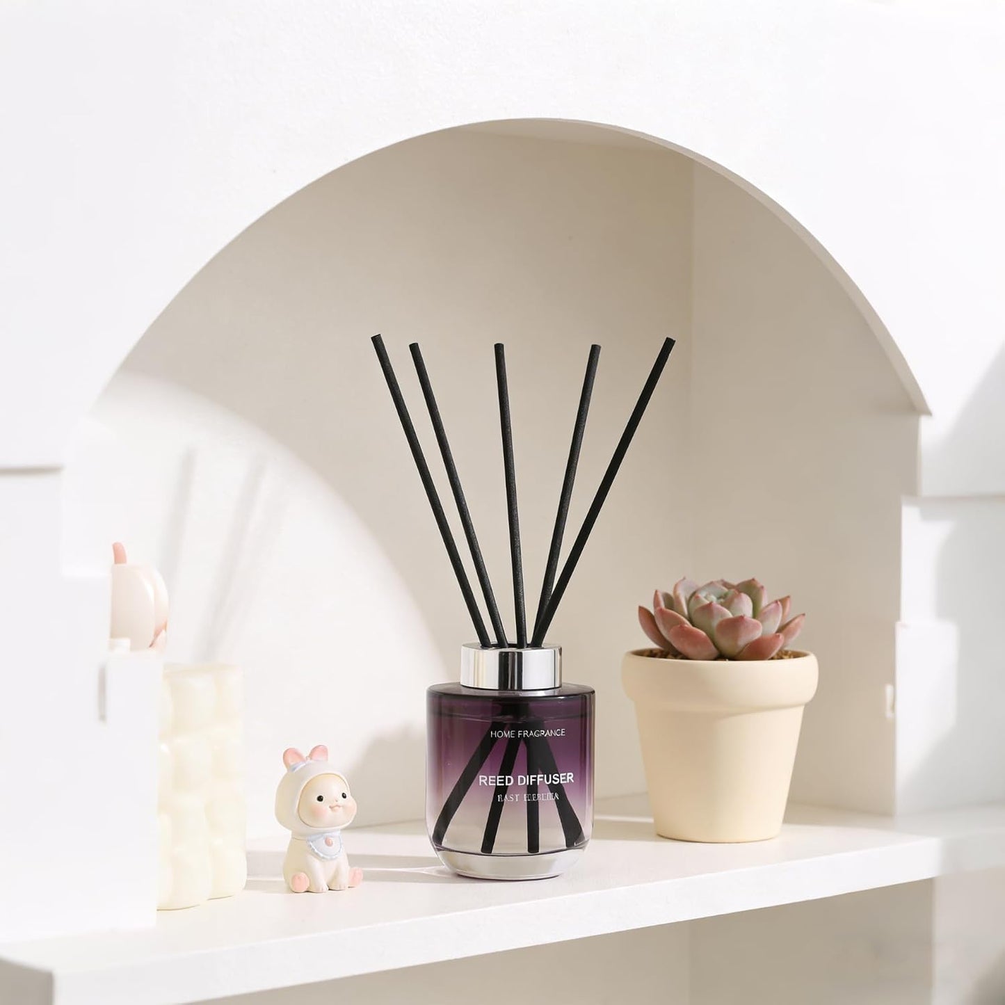 Reed Diffuser Set 5.07oz (150ml) Rose Scented Diffuser Oils with 6 Diffuser Sticks Bathroom Shelf Decor & Air Freshener House Bedroom Office Decor