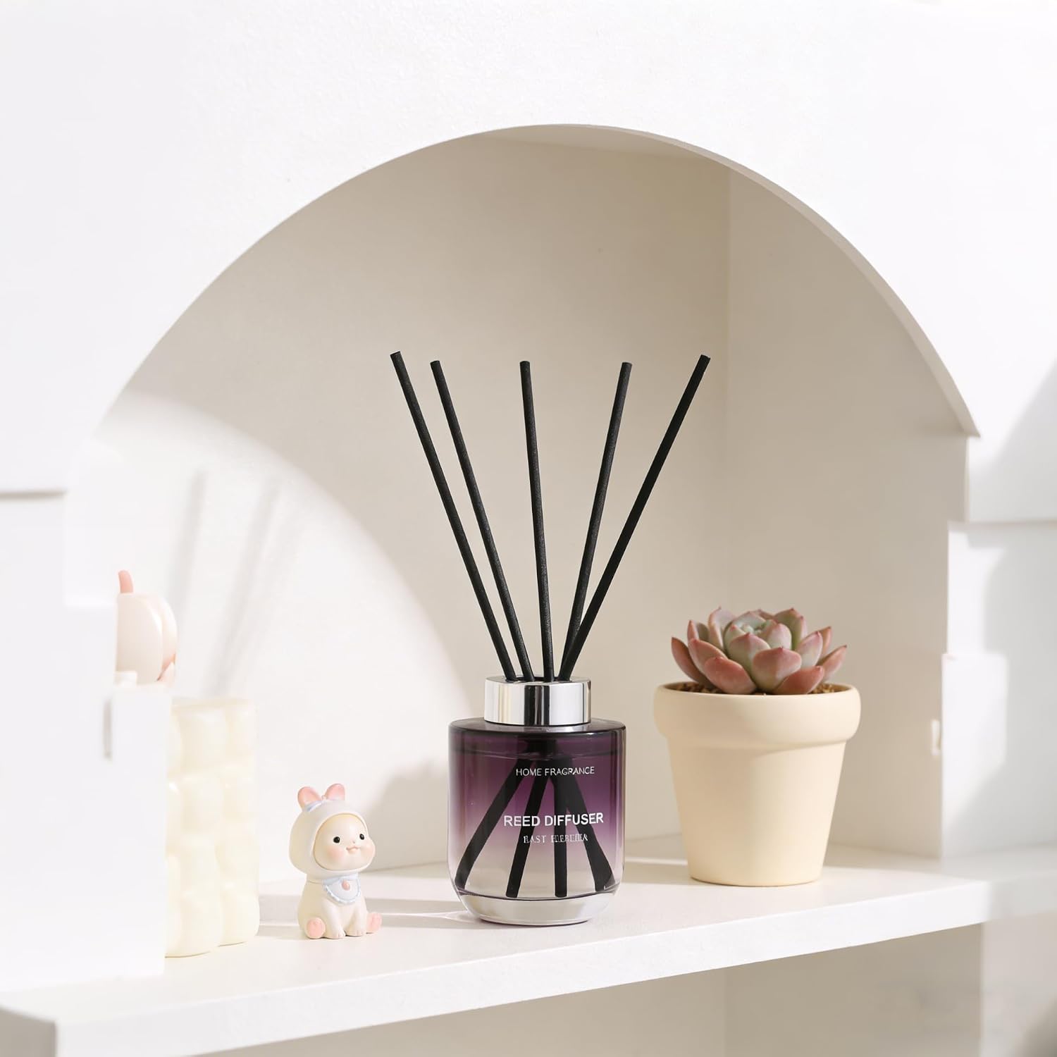 Reed Diffuser Set 5.07oz (150ml) Rose Scented Diffuser Oils with 6 Diffuser Sticks Bathroom Shelf Decor & Air Freshener House Bedroom Office Decor