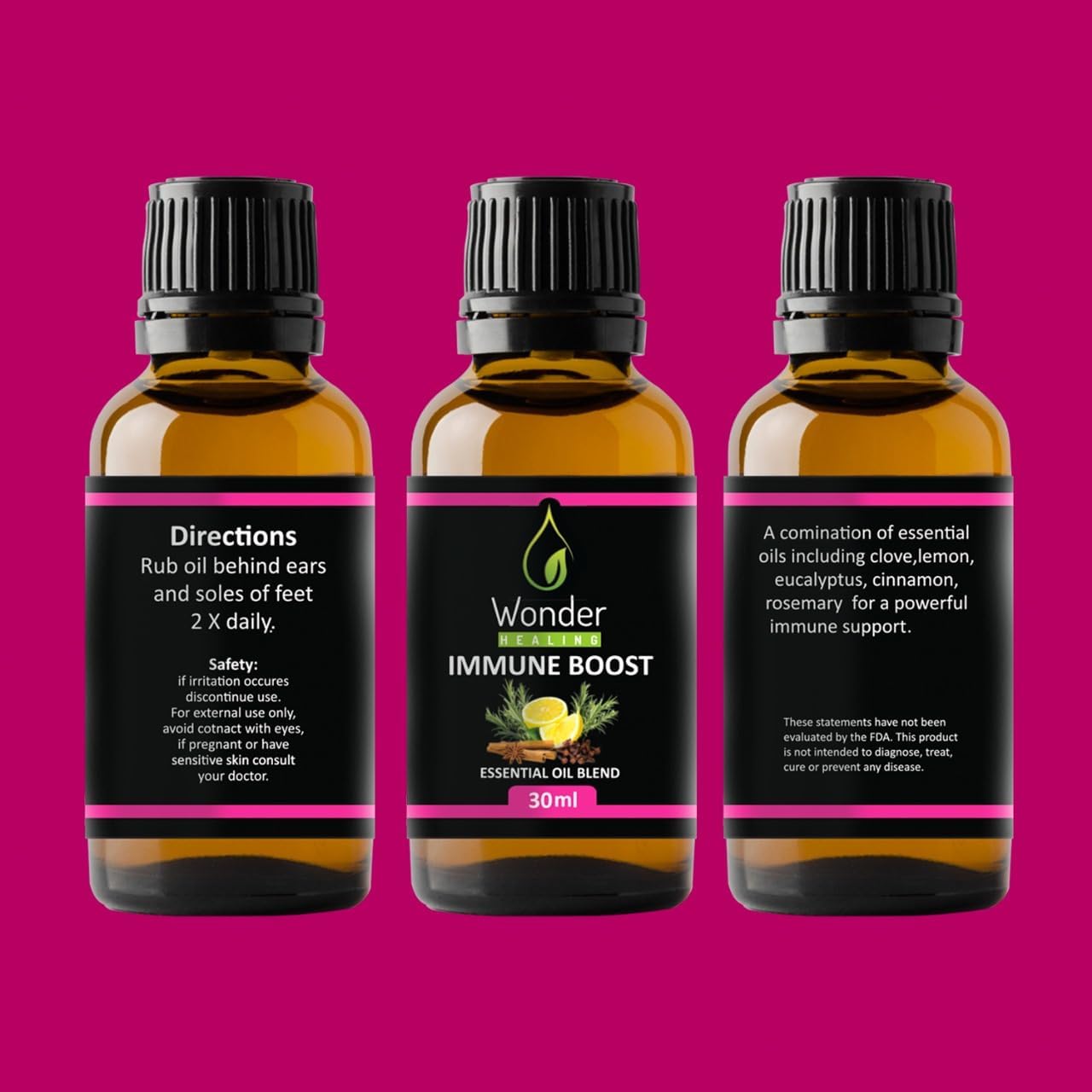 Immune Boost (comparable to Thieves Oil) 100% Natural Essential Oil Blend Clove, Cinnamon, Lemon, Rosemary & Eucalyptus, (30 ml)