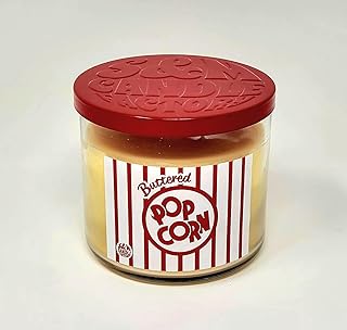 Premium All Natural Soy Candle - Buttered Popcorn Scent - Movie Night - Highly Scented (Large 3 Wick)