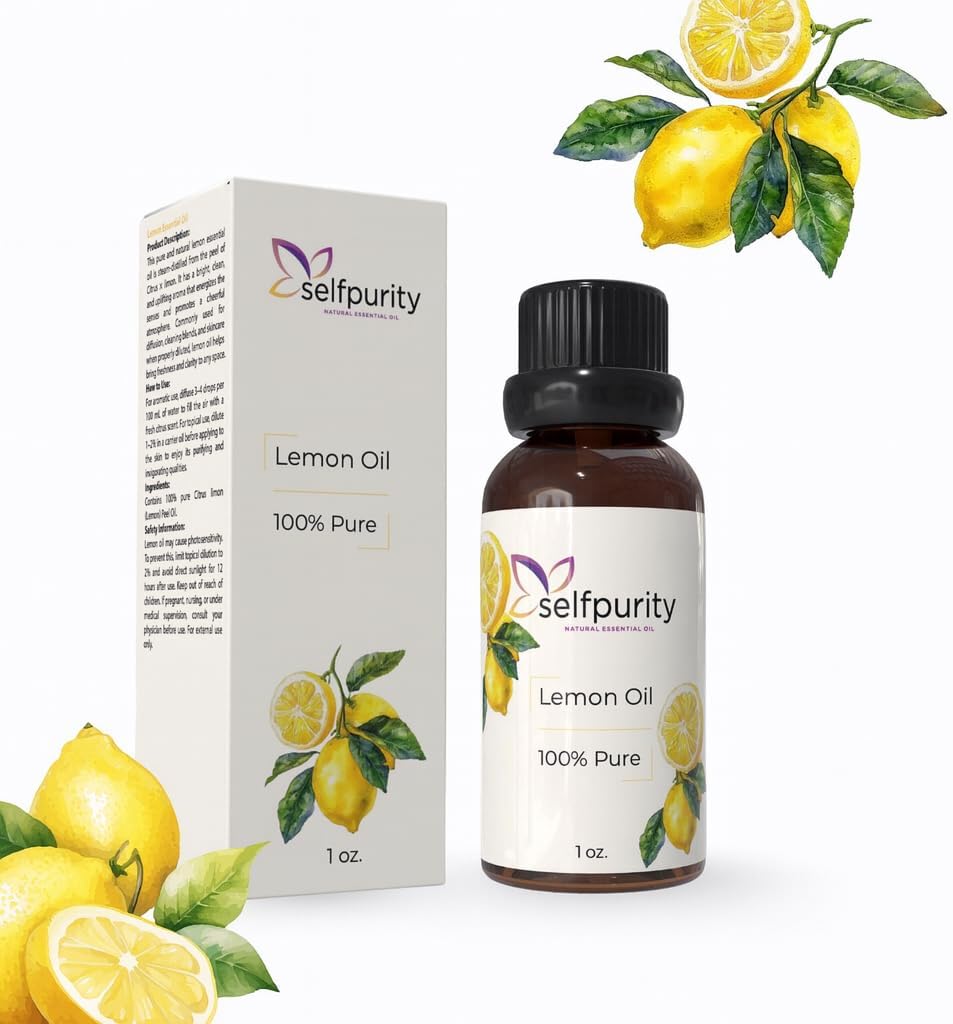 Lemon Essential Oil 1 Fl Oz – 100% Pure Natural Citrus Oil for Aromatherapy Diffuser, Skin Care, Hair Care & Massage – Premium Therapeutic Grade