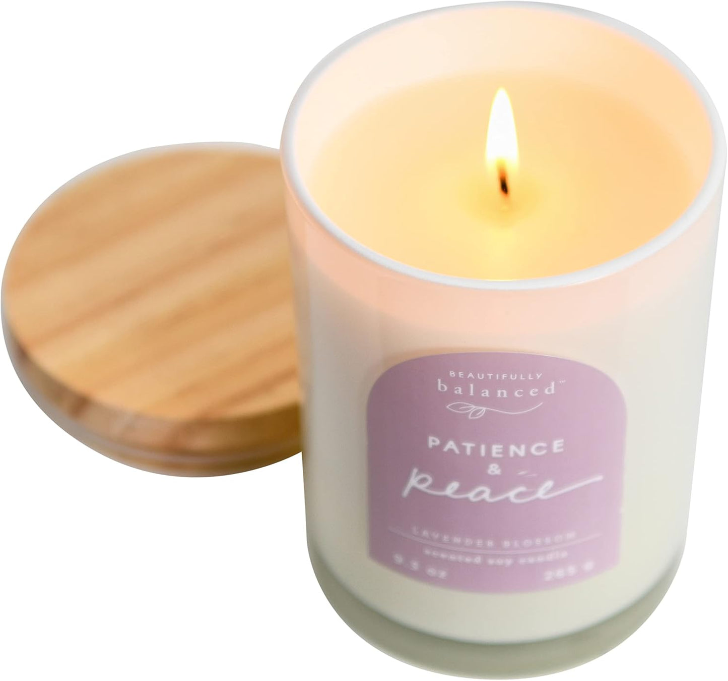 Scented Lidded Glass Soy Candle, Patience + Peace 9.3 oz.