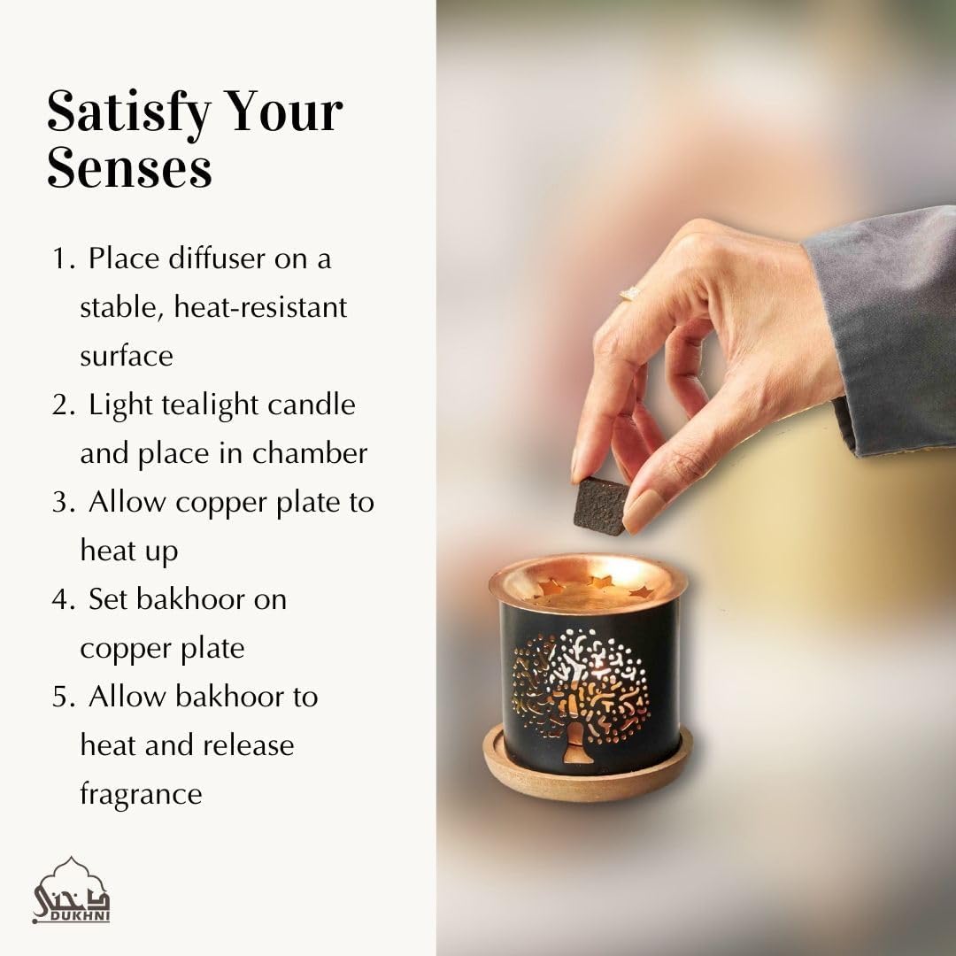 Oud Ya Aini, Oud Al Khaleeji, Oud Al Ibtisam Bakhoor Set by Dukhni | 3 x 9 Piece Each & Tree Bakhoor Burner | Arabic Bakhoor Incense | Great Gift & Decor for Ramadan Eid Hampers