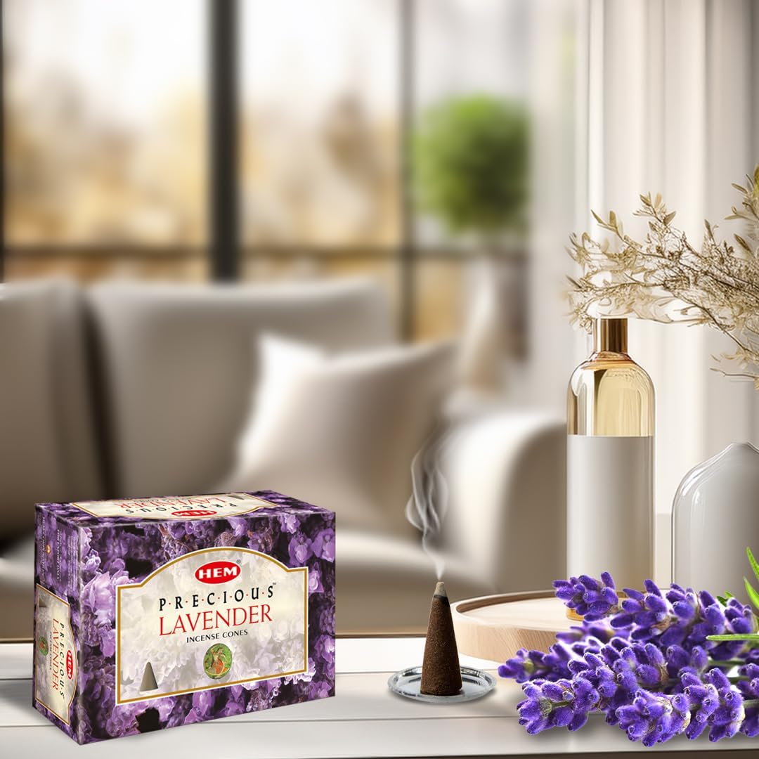 Hem Incense Cones | Natural Aromatic Blend for Purification, Protection & Spiritual Wellness | Long-Lasting Aroma (Lavender) | Suitable for home fragrance and incense use.