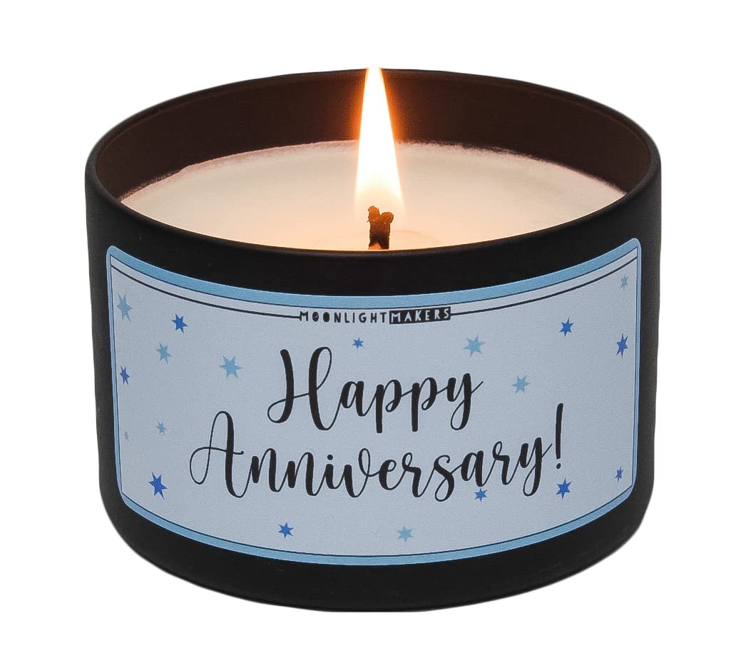 Moonlight Makers Happy Anniversary Caribbean Teakwood Scented Candle - Handmade Natural Soy Candle Wax