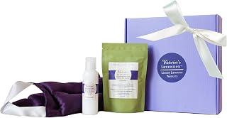 Victoria's Lavender Luxury Lavender Neck Wrap, Dead Sea Bath Salts, and Hand & Body Lotion , Microwavable Neck Heating Pad Filled with Lavender Buds & Flax Seed, Relaxing Spa Gift Basket, Set of 3