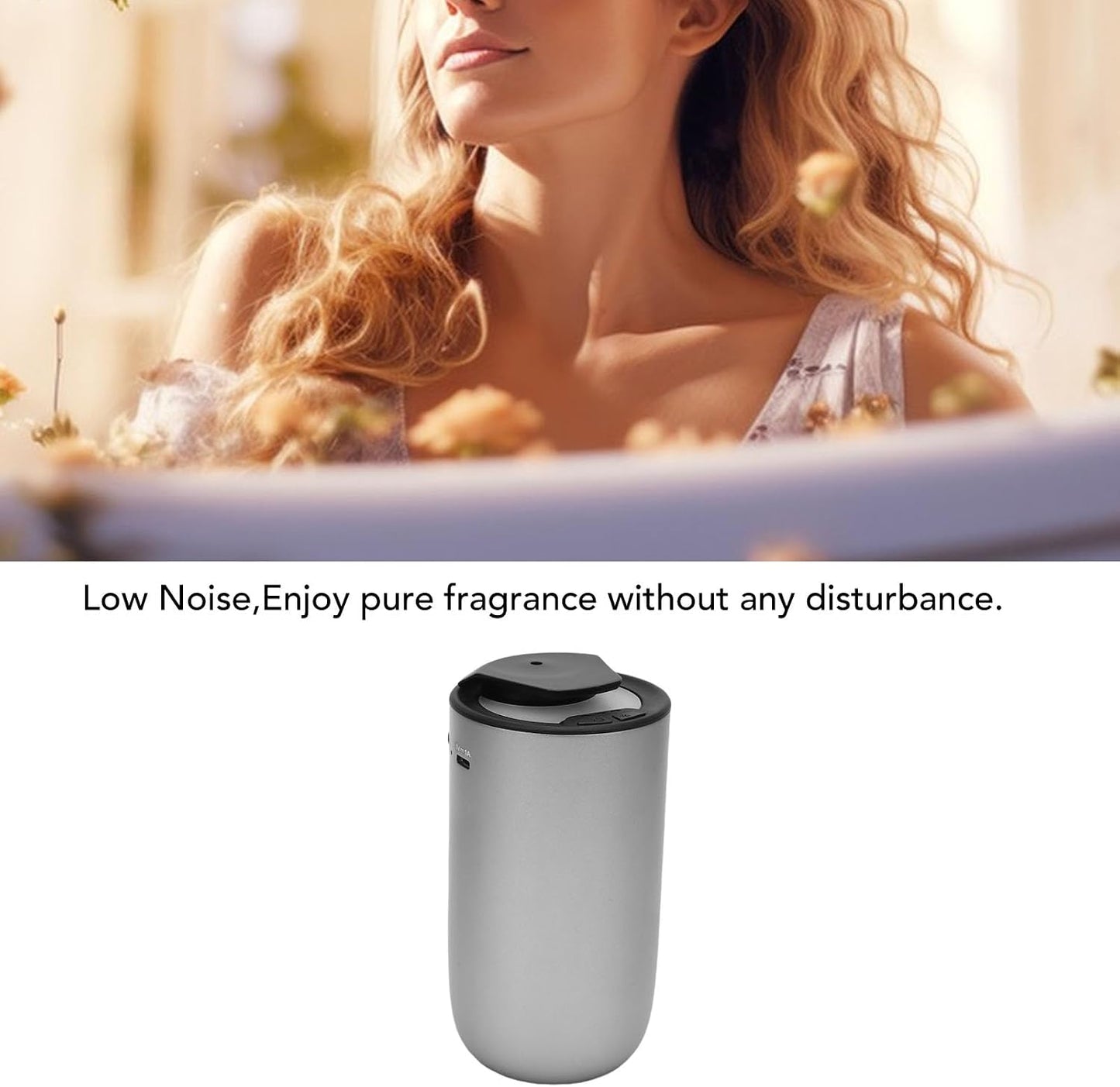Waterless Essential Oil Diffuser, 15ml Waterless Diffuser for Essential Oil Nebulizer, Portable Aromatherapy Air Scent Diffuser for Home Car Room Office (Ti Silver)