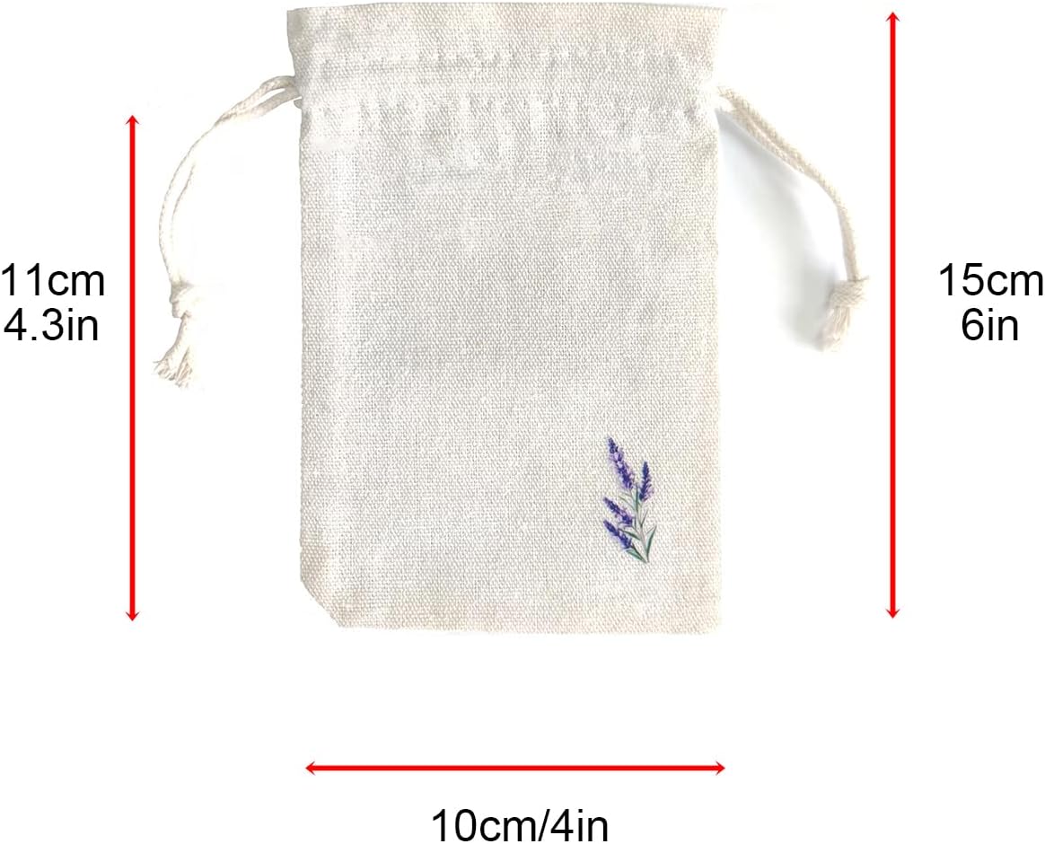 Daclubmenxy 20 PCS Lavender Bags, lavender sachets, Sachet Empty Bag, Drawer Sachets, with Drawstring Cotton Pouch for Filling Spice Jewellery Wedding Clothes Storage (Off-White, 4x6 in)