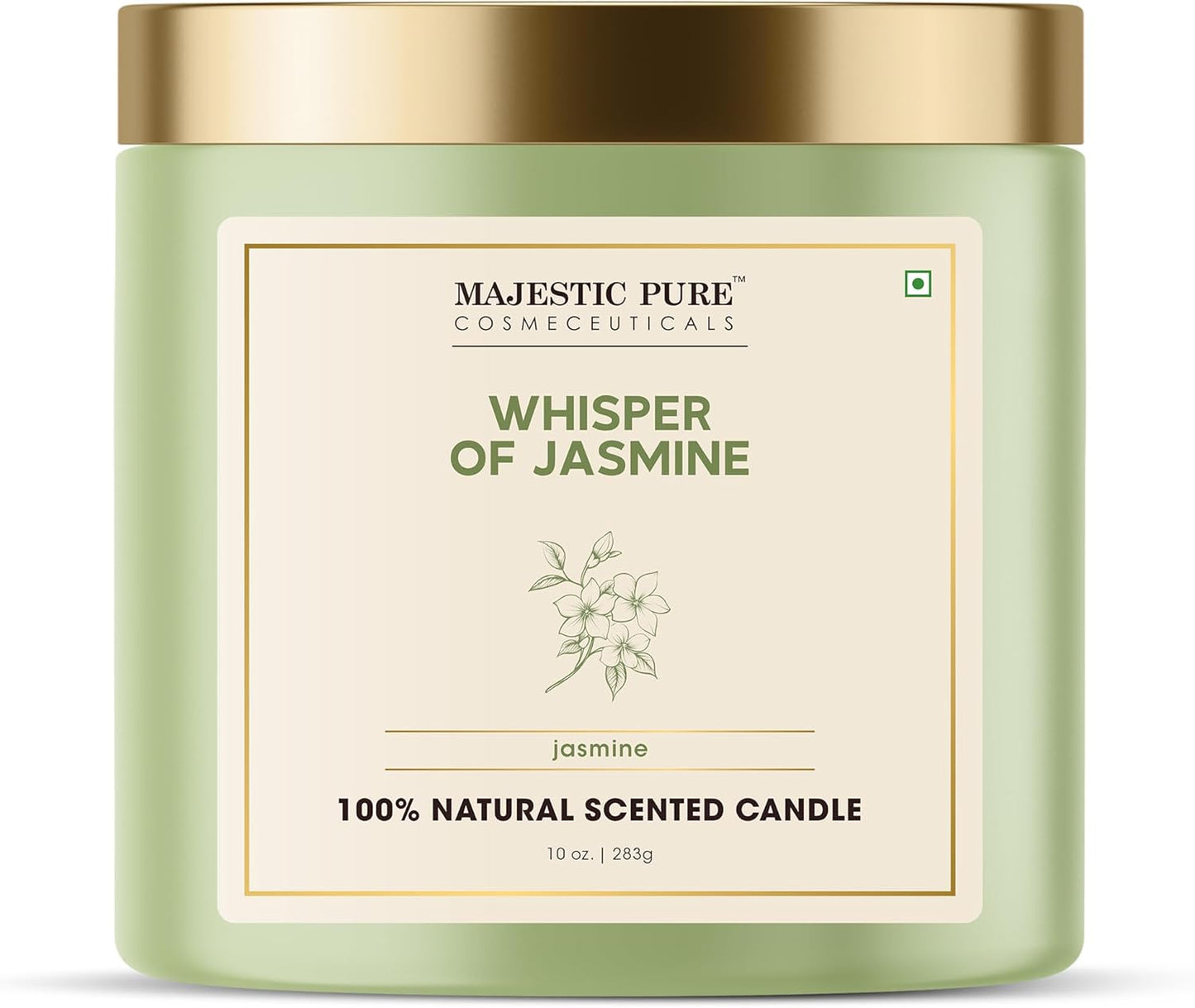 Majestic Pure Candle Jasmine, Natural Scented Candle, 10oz Large Jar with up to 45+ Hours Burn, Giftable