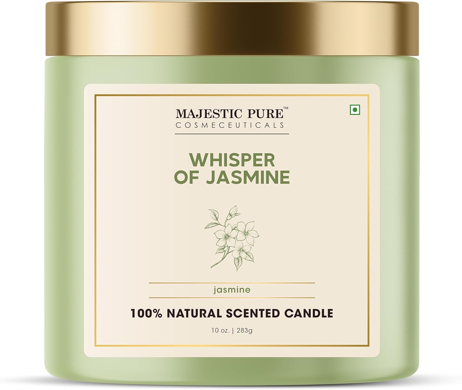 Majestic Pure Candle Jasmine, Natural Scented Candle, 10oz Large Jar with up to 45+ Hours Burn, Giftable