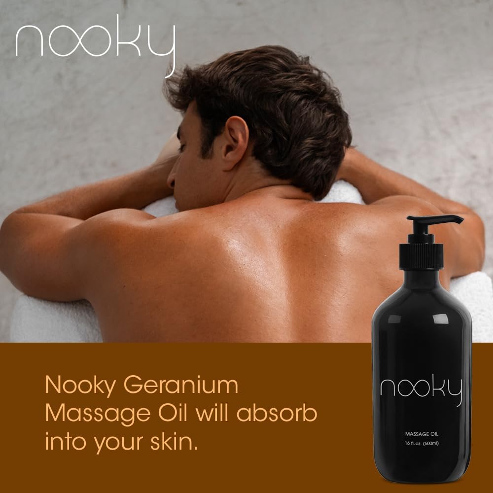 Nooky Massage Oil with Premium Natural Ingredients. Relaxing Essential and Sweet Almond Oils for Massaging 16 Ounces