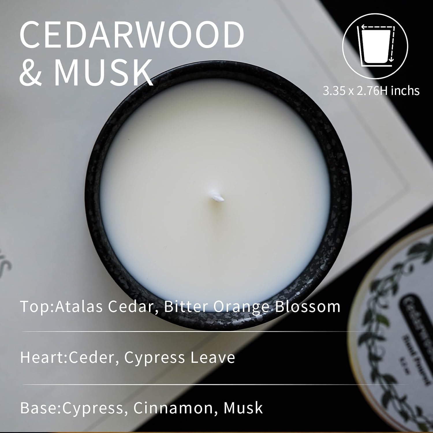 Luxury Textured Ceramic Jar Scented Candle | Non Toxic 100% Natural Coconut & Soy Wax Blend Cotton Wick | 5.2oz | Hand Poured Highly Scented Long - Lasting | Women & Men | Cedarwood & Musk