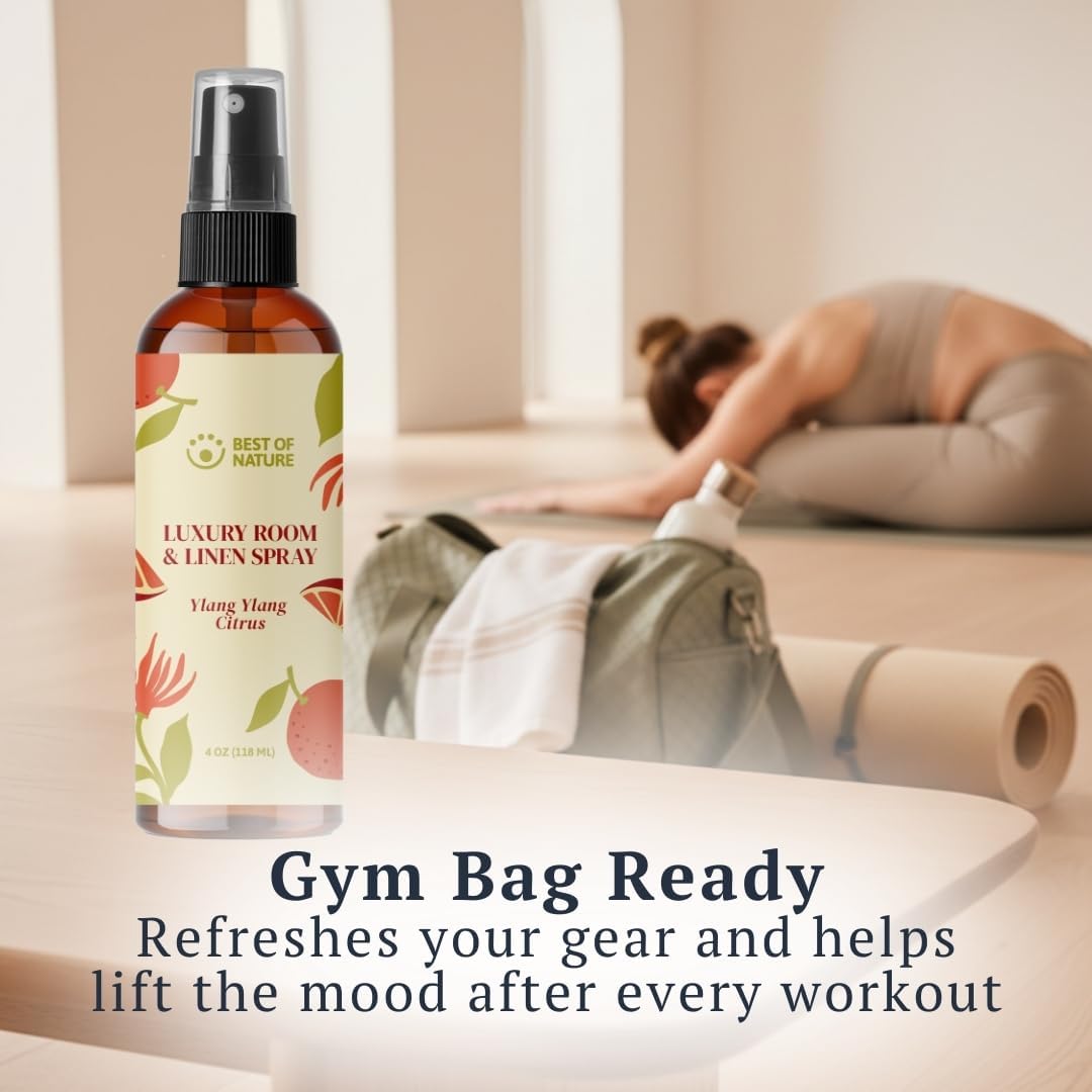 Best of Nature Luxury Room & Linen Spray – All-Natural Essential Oil Air Freshener for Home, Bedroom, Bathroom & Linens – Plant-Based, Family-Safe, Relaxing Aromatherapy Mist (Ylang Ylang Citrus)