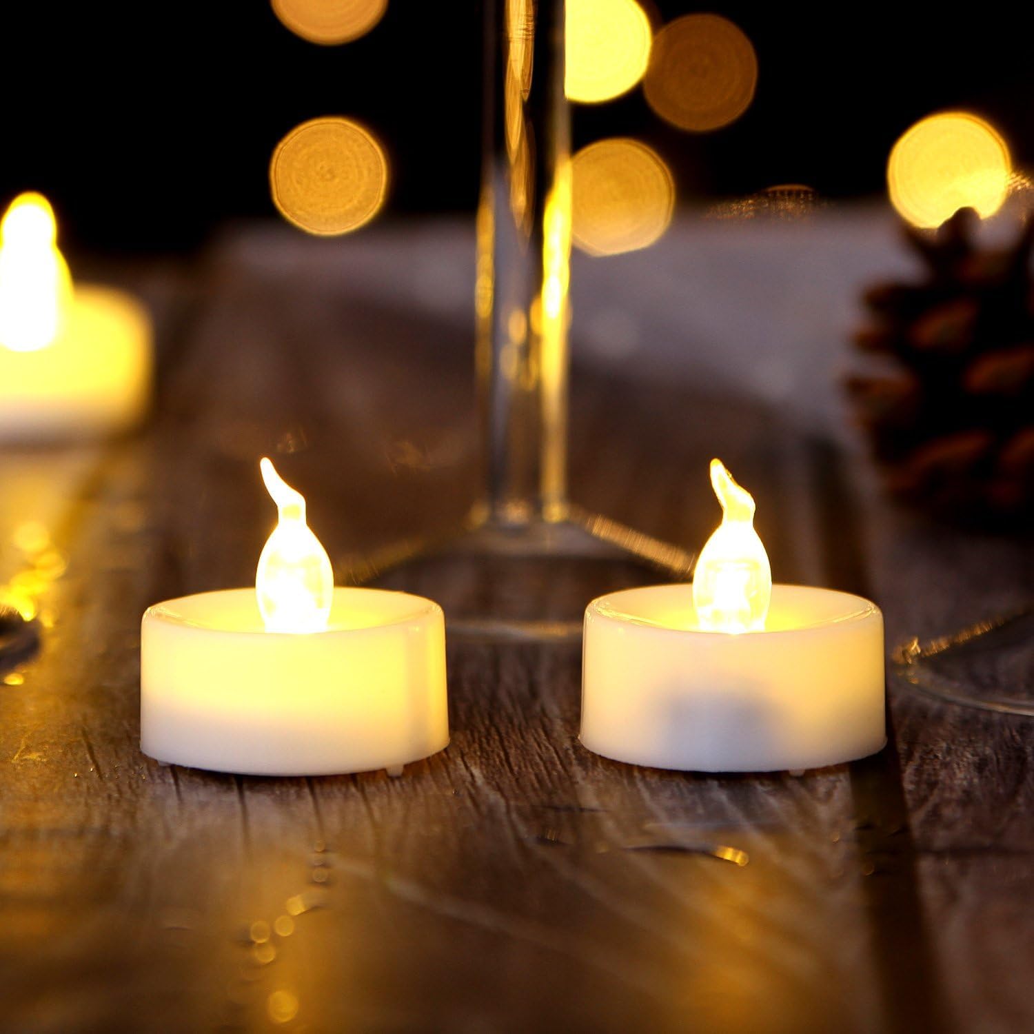 AGPTEK Timer Tea Lights No Flicker Flameless LED Tealights Candles 24 Pack Battery Operated Long Lasting Tealights for Wedding Holiday Christmas Party Home Decoration Warm White
