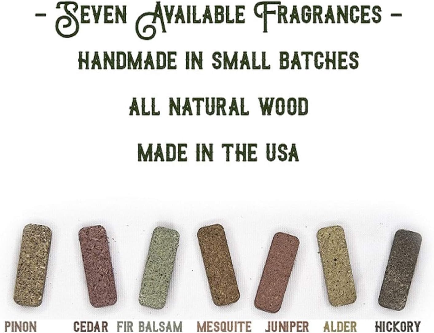 Incienso de Santa Fe - 7 Scent Sampler Natural Wood Incense with Burner, Includes Piñon, Cedar, Juniper, Hickory, Alder, Mesquite, and Fir Balsam (70 Bricks) - Made in the USA