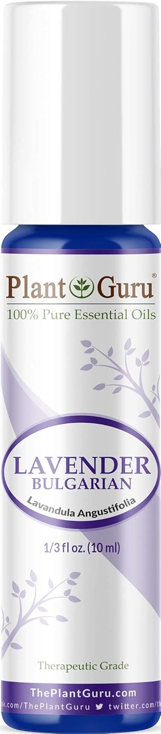 Lavender Essential Oil Roll On 10 ml. 100% Pure Natural Pre-Diluted Therapeutic Grade for Skin, Body and Hair Growth, Great for Aromatherapy Relaxation and Calming.