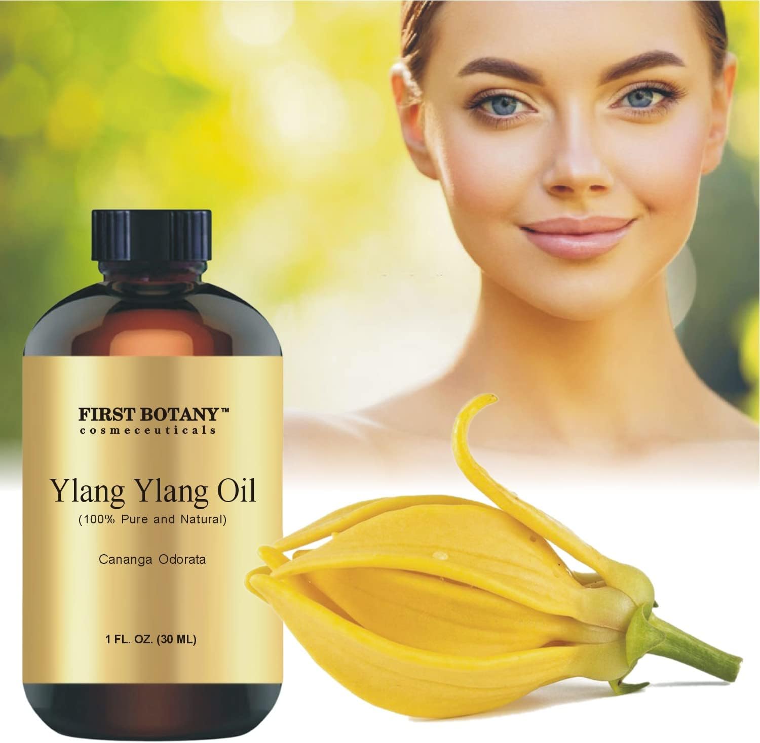 First Botany, 100% Pure Oil Ylang Ylang Oil - Premium Ylang-Ylang Essential Oil for Aromatherapy, Massage, Topical & Household Uses - 1 fl oz