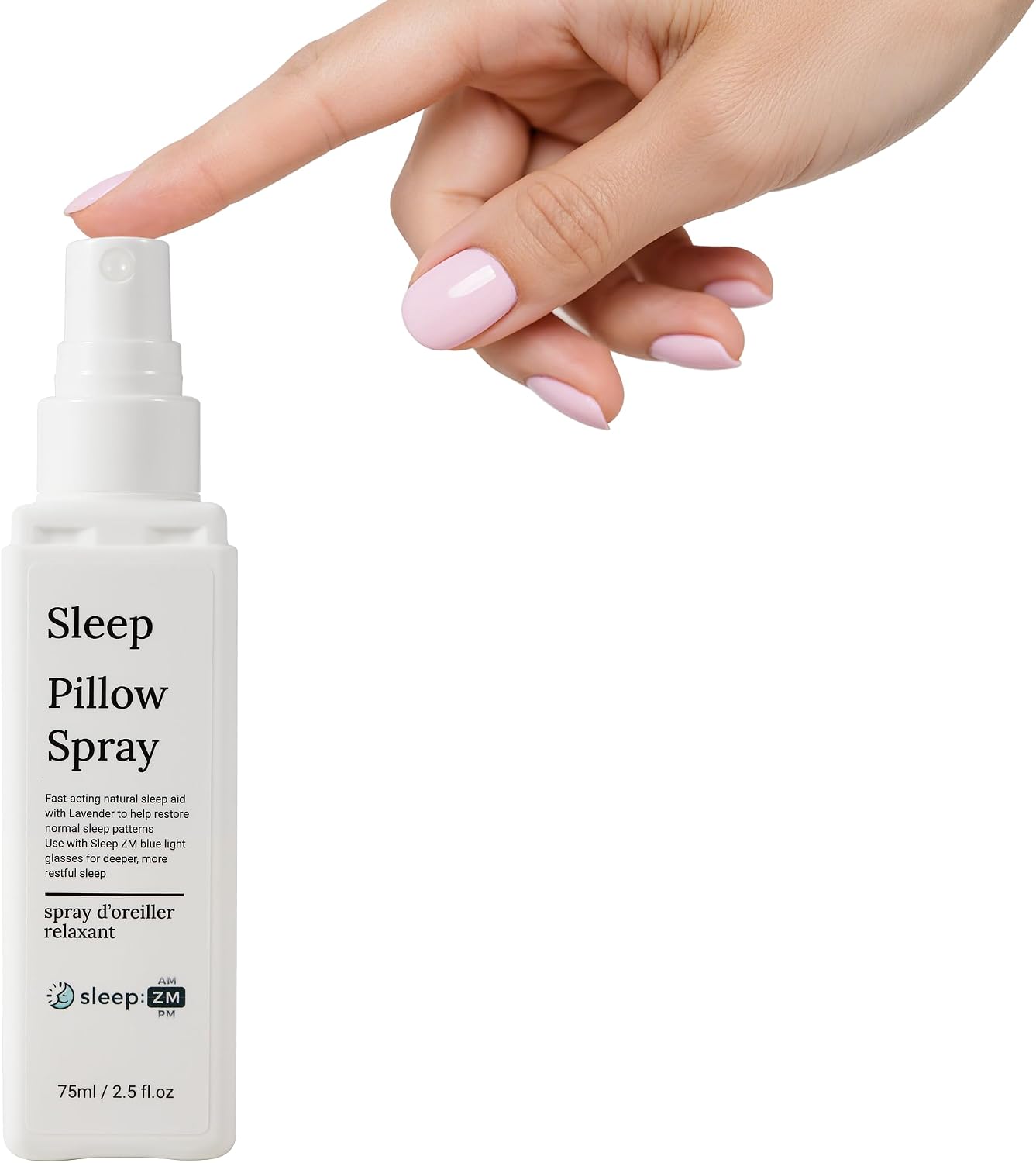 Sleep ZM Lavender Pillow Sleep Spray – Natural Relaxation and Calming Mist with Essential Oils for Deep Sleep – Use with Sleep ZM Blue Light Glasses – 2.5 fl oz Home and Travel Size Aromatherapy Spray