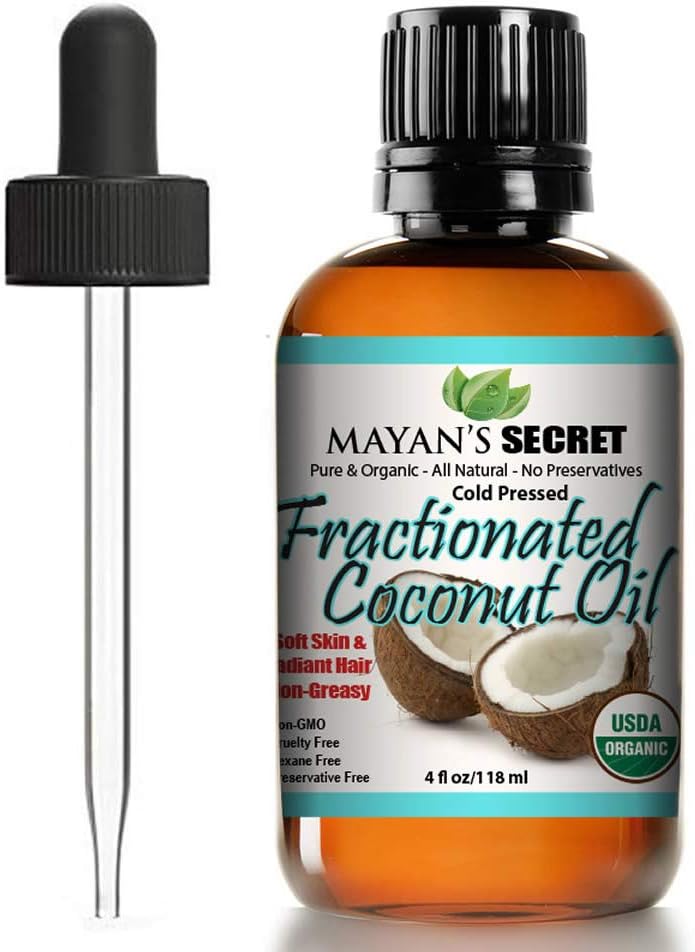 USDA Certified Organic Fractionated Coconut Oil, for Aromatherapy Relaxing Massage, Carrier Oil for Diluting Essential Oils, Hair & Skin Care Benefits, Moisturizer & Softener