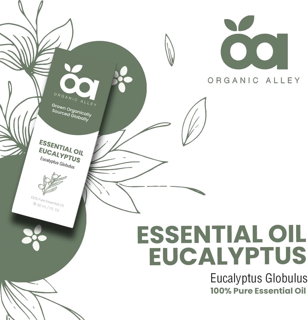 Eucalyptus Essential Oil by Organic Alley | 100% Pure & Revitalizing Aromatherapy - Breathe Easy & Refresh Your Senses with Eucalyptus Globulus | Natural Well-Being (1 Fl Oz)