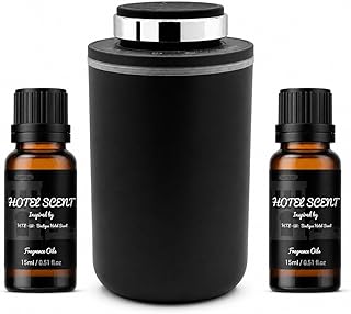 XEITIN Waterless Essential Oil Diffuser with 2 x 15mL Hotel Scent Fragrance Oil, Mini Scent Air Machine Portable Diffuser for Car Office Home (Black)