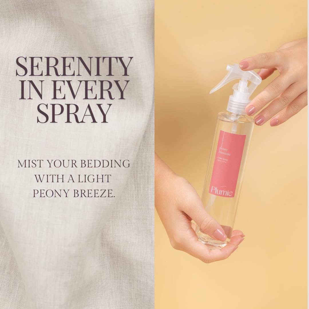 Linen Spray - 9 Fl oz - Peony Blossom Scent - Fabric Freshener - Odor Eliminator - Refreshing Linen Mist - Floral Home Fragrance - Perfect for Bedding and Upholstery