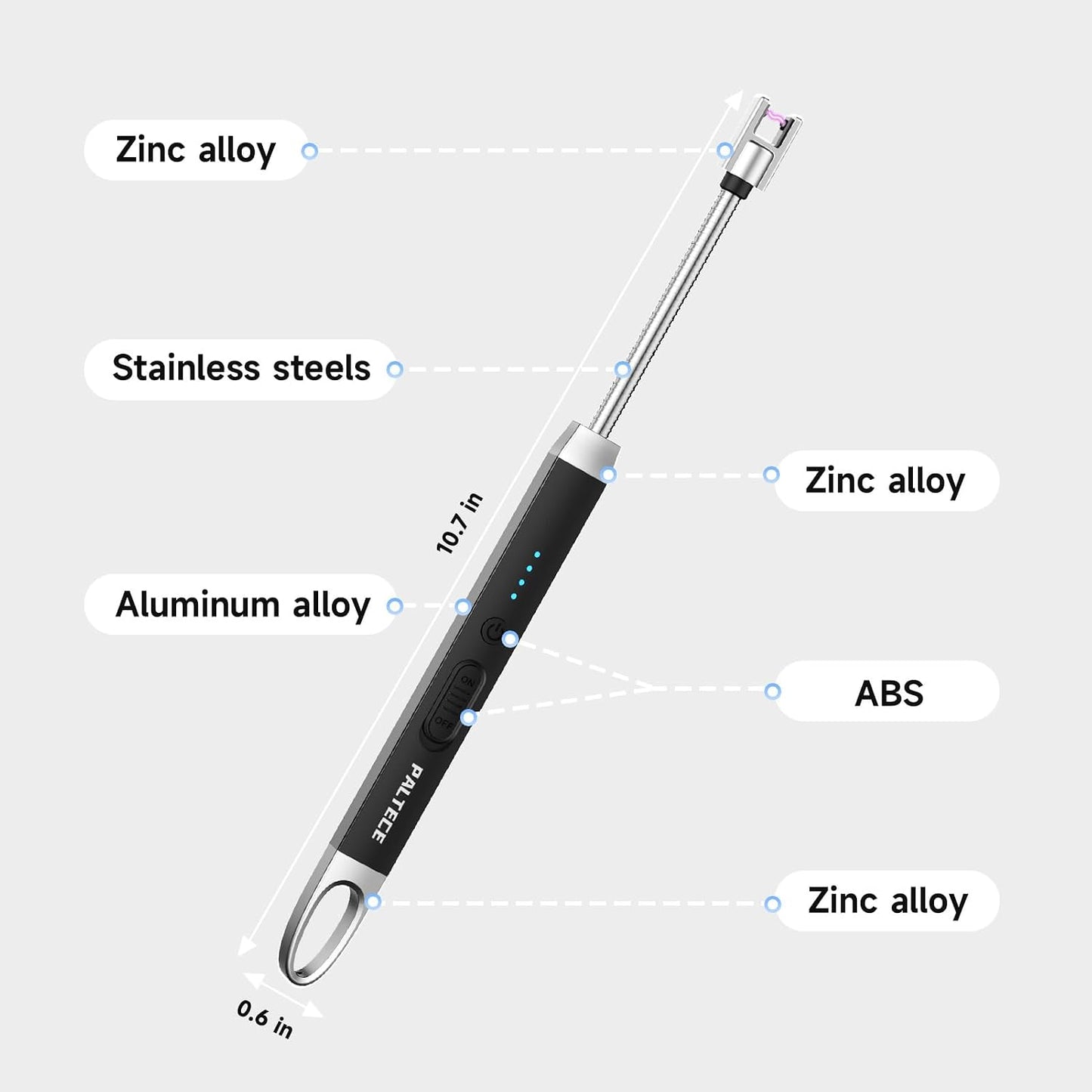 Electric Candle Lighter, USB-C Rechageable Arc Lighters for Camping, Long Lighter with 360° Flexible Neck & Safety Switch, Windproof lighters for BBQ, Gift for Mom, Wife (Black)