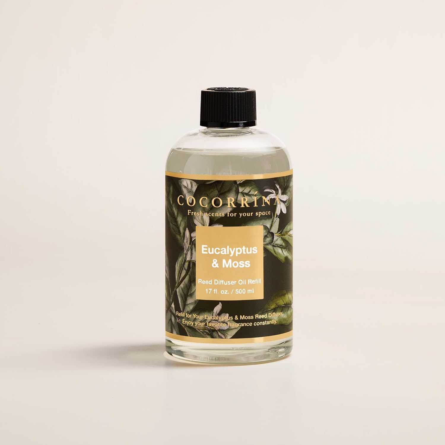 Cocorrína Reed Diffuser Refill Eucalyptus & Moss 17oz (500ml) with 8 Rattan Sticks - Premium Long-Lasting Essential Oil, Home Fragrance for Bedroom, Bathroom Home Decor