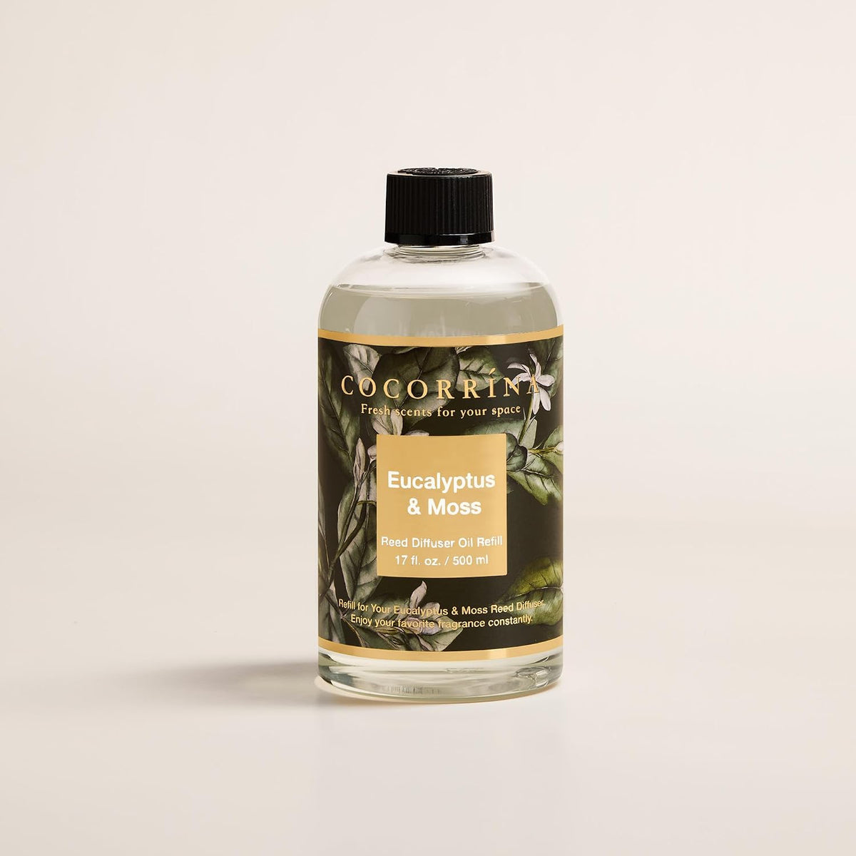 Cocorrína Reed Diffuser Refill Eucalyptus & Moss 17oz (500ml) with 8 Rattan Sticks - Premium Long-Lasting Essential Oil