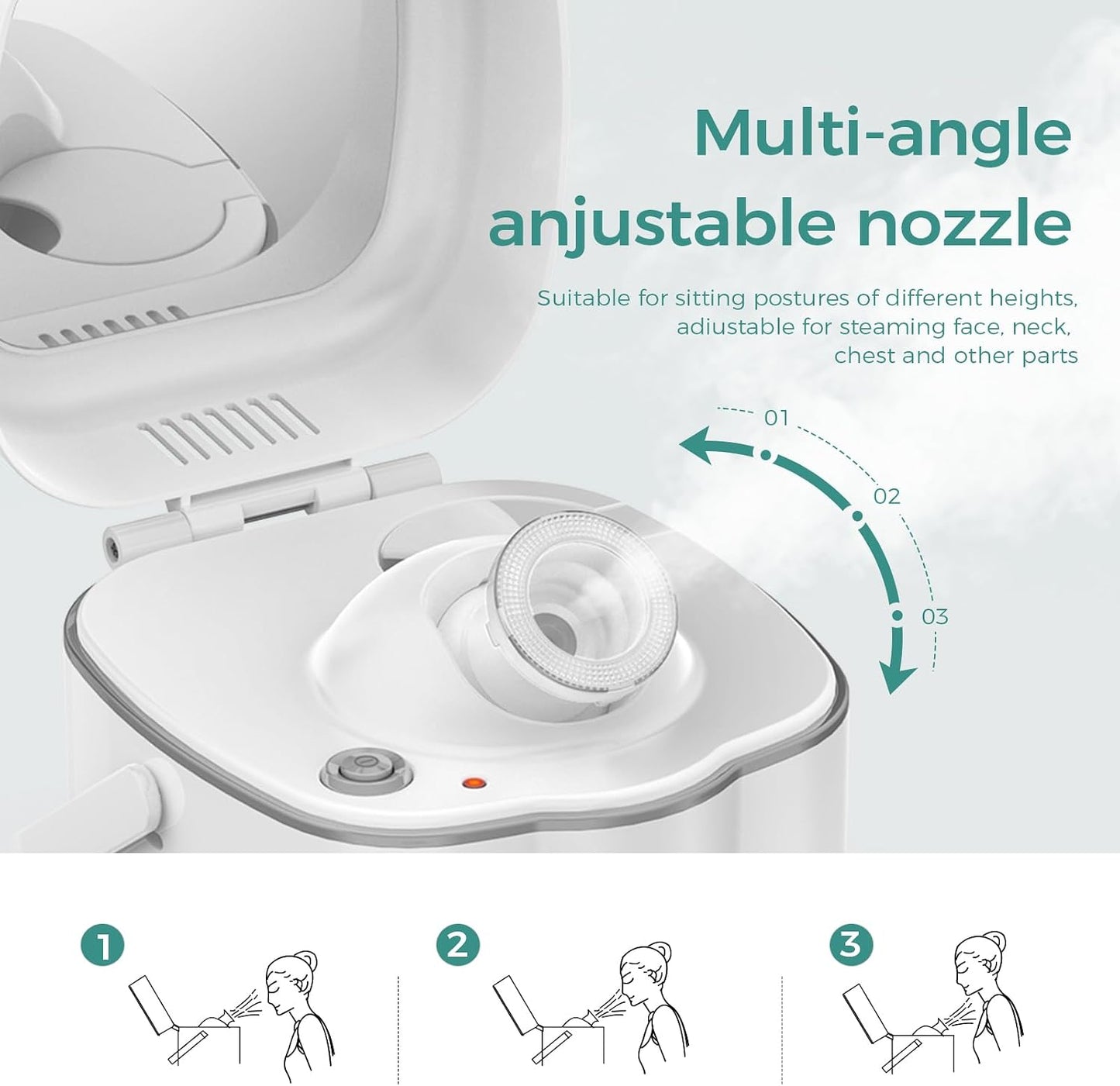 DAROMA Nano Ionic Facial Steamer with Adjustable Nozzle & Mirror - Advanced Home Spa Tool for Deep Cleansing & Hydration Support, Ideal Skincare Gift for Women