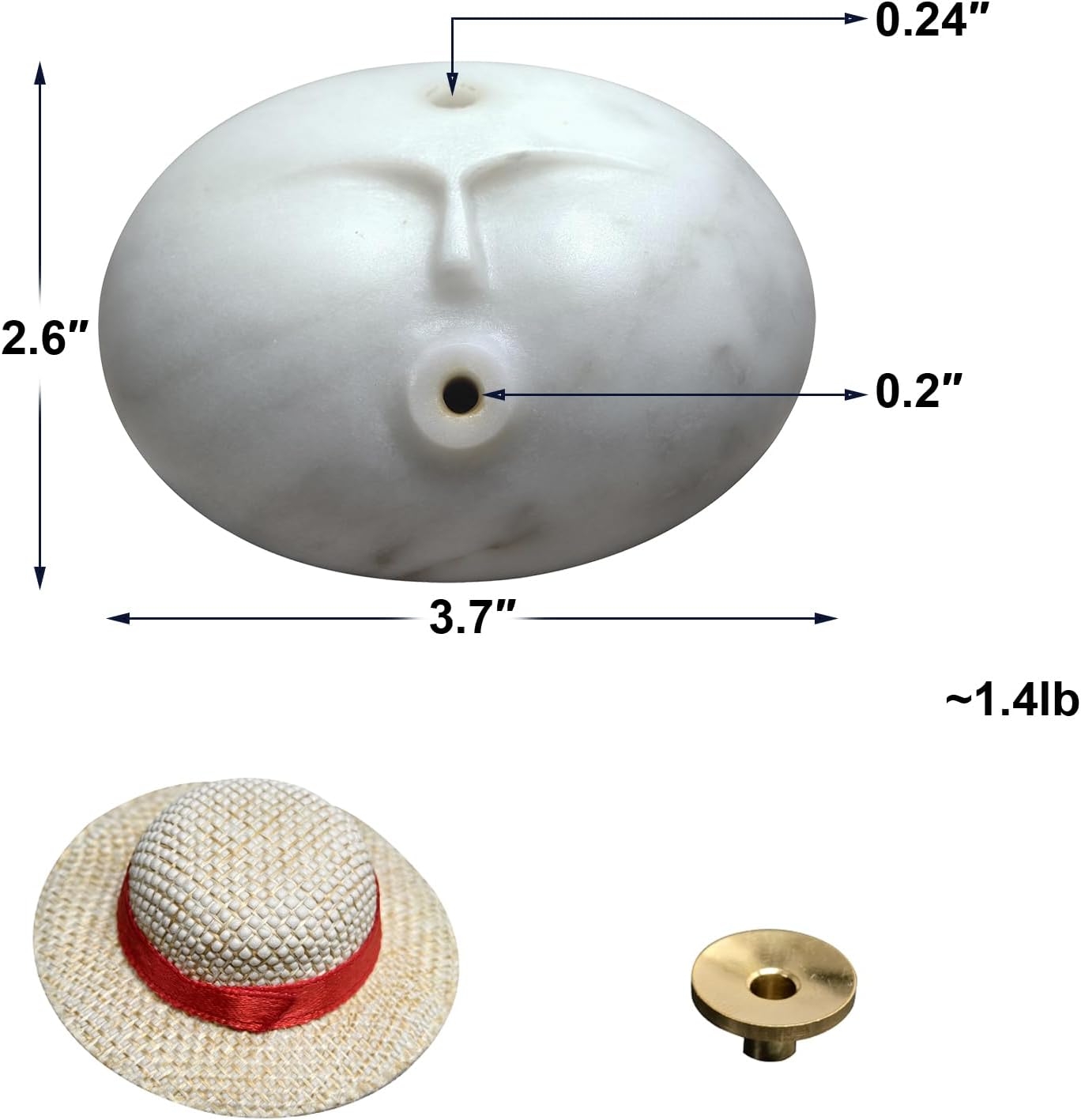 Stone Figure Incense Burner, Marble Backflow Incense Holder with Metal Pad & Mini Hat, Zen Meditation Decor, Modern Home Office Altar Statue, Unique Gift in Black & White (White)