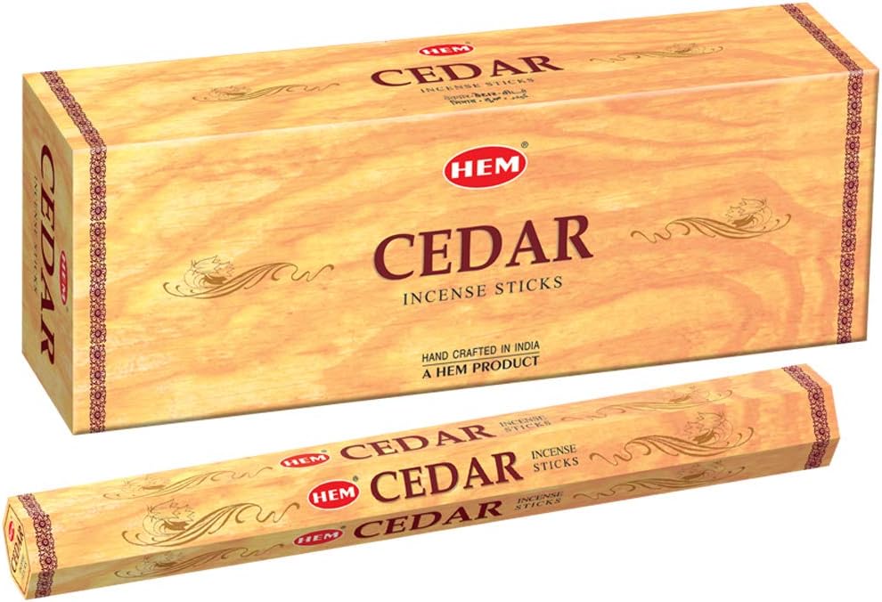 HEM Cedar Incense Sticks Pack Of 120 Count | 100% Natural, Pure House & Flower Powder | Fresh & Long Lasting Fragrance | Aromatherapy Incense For Air Purifier, Stress Relief & Cleansing | Gift Set