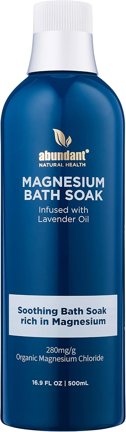 Abundant Natural Health Ocean Magnesium Bath Soak, Lavender, 500mL | Infused with Lavender Oil, Hydrate, Soothe and Moisturize Skin, Relax and Replenish Muscles