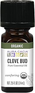 Aura Cacia 100% Pure Clove Bud Essential Oil | Certified Organic, GC/MS Tested for Purity | 7.4 ml (0.25 fl. oz.) | Syzygium aromaticum