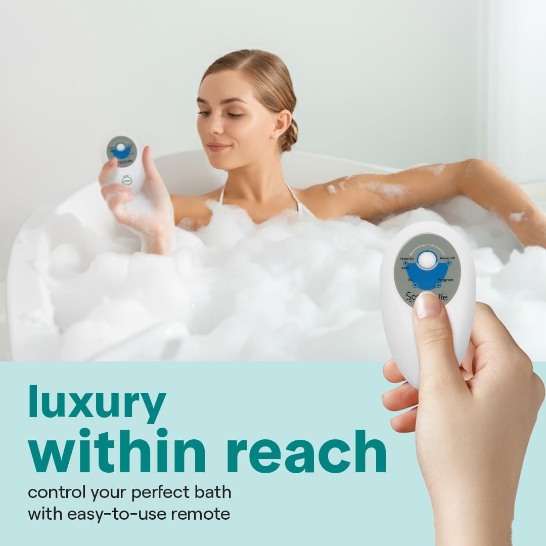 SereneLife Bubble Bath Mat for Bathtub | Motorized Air Pump Spa Bath Mat with Remote Control, Adjustable Bubbles, Non-Slip Base & Aroma Clip | Full Body Support 47" Waterproof Jacuzzi Mats for Bathtub