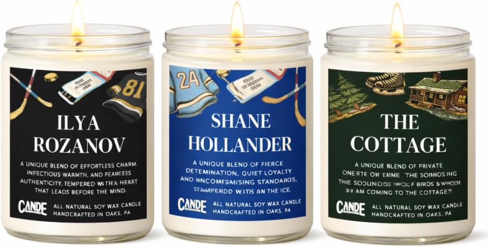 C&E Heated Rivalry Candle Gift Set - 3 Pack, Hockey Romance Book Candle, Hand Poured Soy Wax Gift for Romance Readers, Book Lover