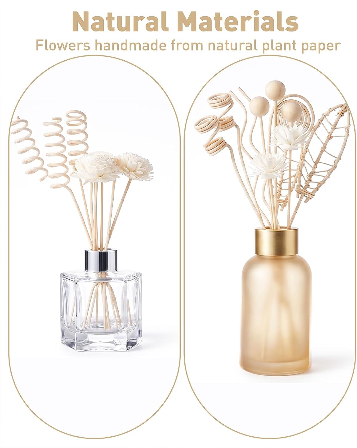 21PCS Reed for Diffuser Sticks, Natural Rattan Flowers Fragrance Diffusers for Home Office Bedroom Bathroom Decor