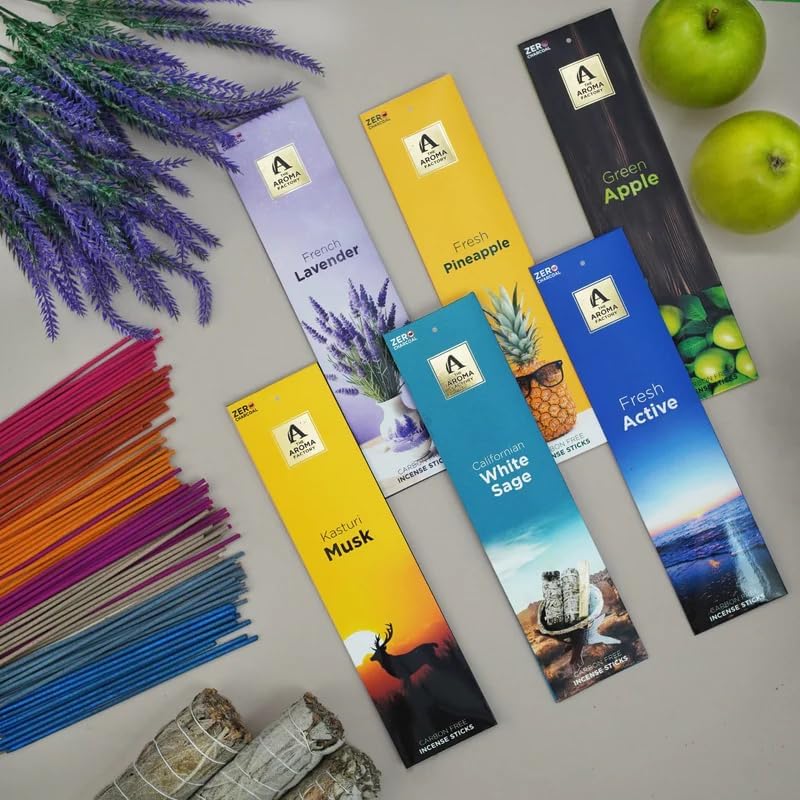 The Aroma Factory Natural Incense Sticks Combo Gift Set with 12 Exotic Agarbatti Fragrances [Artisinal Collection Luxury Aromas of The World] 240 gm