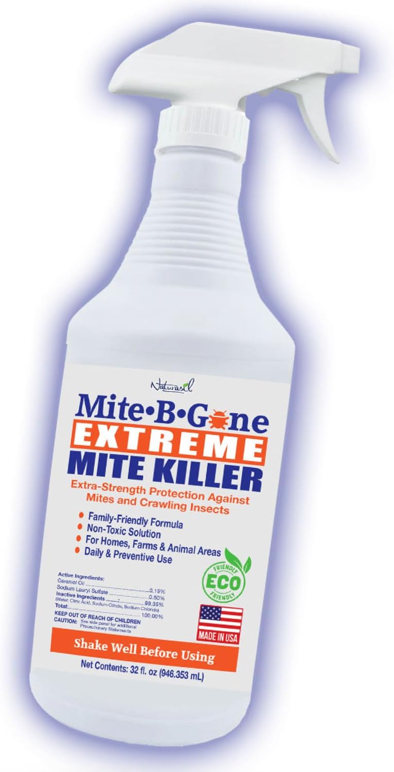 Mite-B-Gone Extreme Mite Killer Spray, 32 oz – Extra-Strength Surface Treatment for Bedding, Furniture, Carpets, Home & Pet Use – Plant-Based, Made in USA