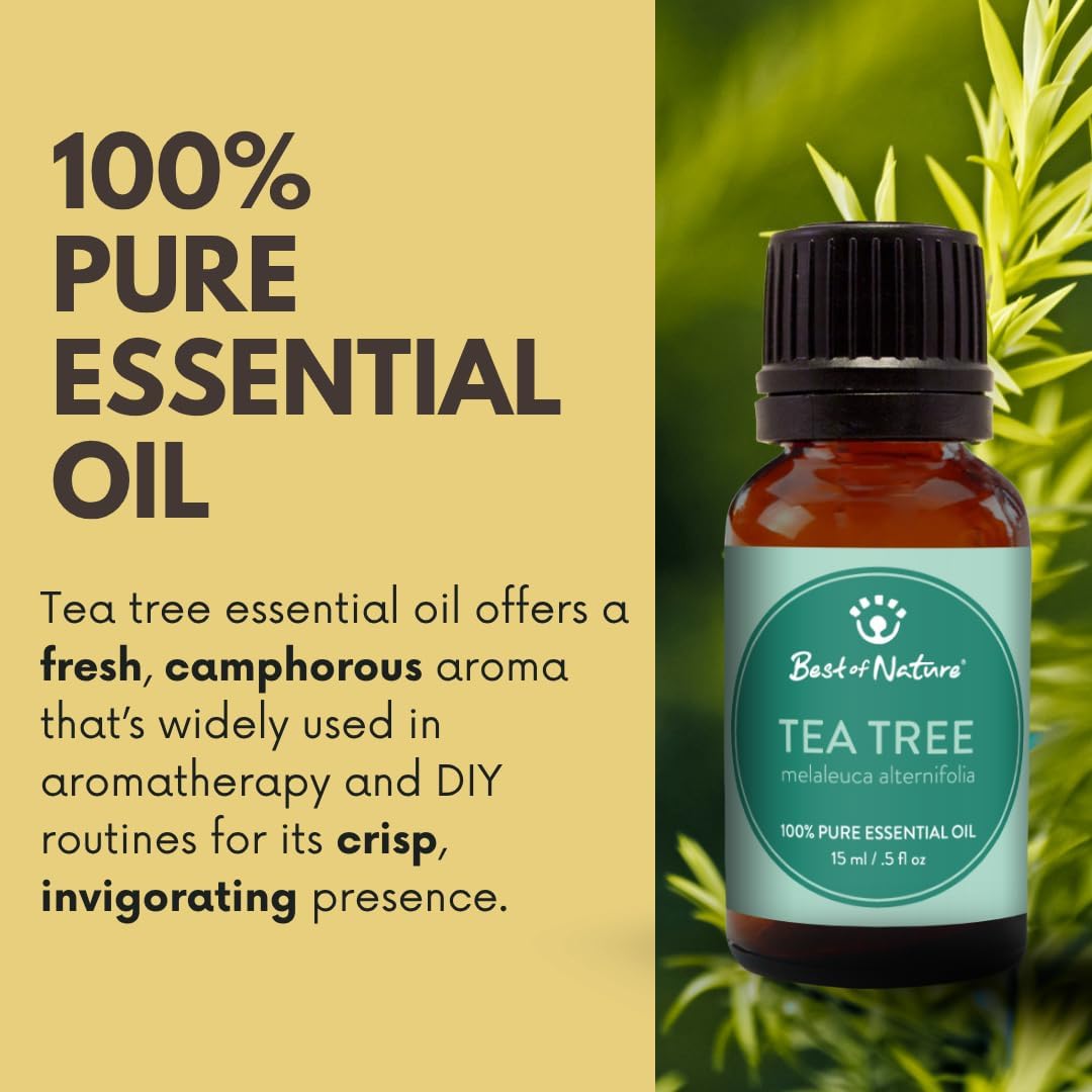 Tea Tree Essential Oil for Diffuser Aromatherapy – Best of Nature 100% Pure Undiluted Oils for DIY, Home Fragrance, and Topical Use